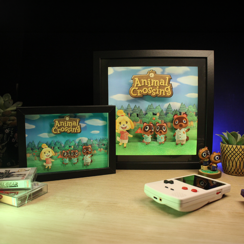 Dioramax - Cadre lumineux LED Animal Crossing | Déco Gaming-room | Tableau lumineux | Affiche jeux vidéo | Idée cadeau gamer | Retro-gaming