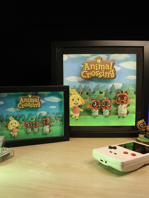 Dioramax - Cadre lumineux LED Animal Crossing | Déco Gaming-room | Tableau lumineux | Affiche jeux vidéo | Idée cadeau gamer | Retro-gaming