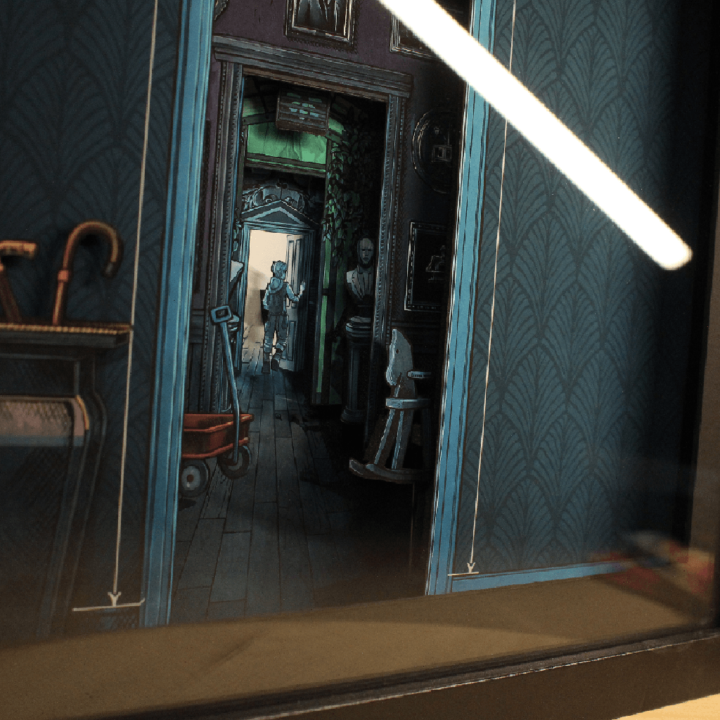 Dioramax - Cadre lumineux LED Blue Prince | Déco Gaming-room | Tableau lumineux | Affiche jeux vidéo | Idée cadeau gamer | Retro-gaming