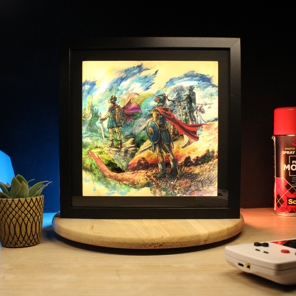 Dioramax - Cadre lumineux LED Dragon quest 3 | Déco Gaming-room | Tableau lumineux | Affiche jeux vidéo | Idée cadeau gamer | Retro-gaming