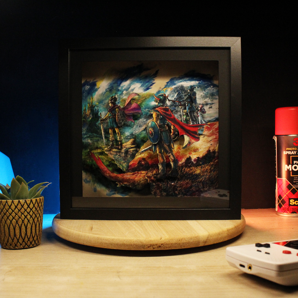 Dioramax - Cadre lumineux LED Dragon quest 3 | Déco Gaming-room | Tableau lumineux | Affiche jeux vidéo | Idée cadeau gamer | Retro-gaming