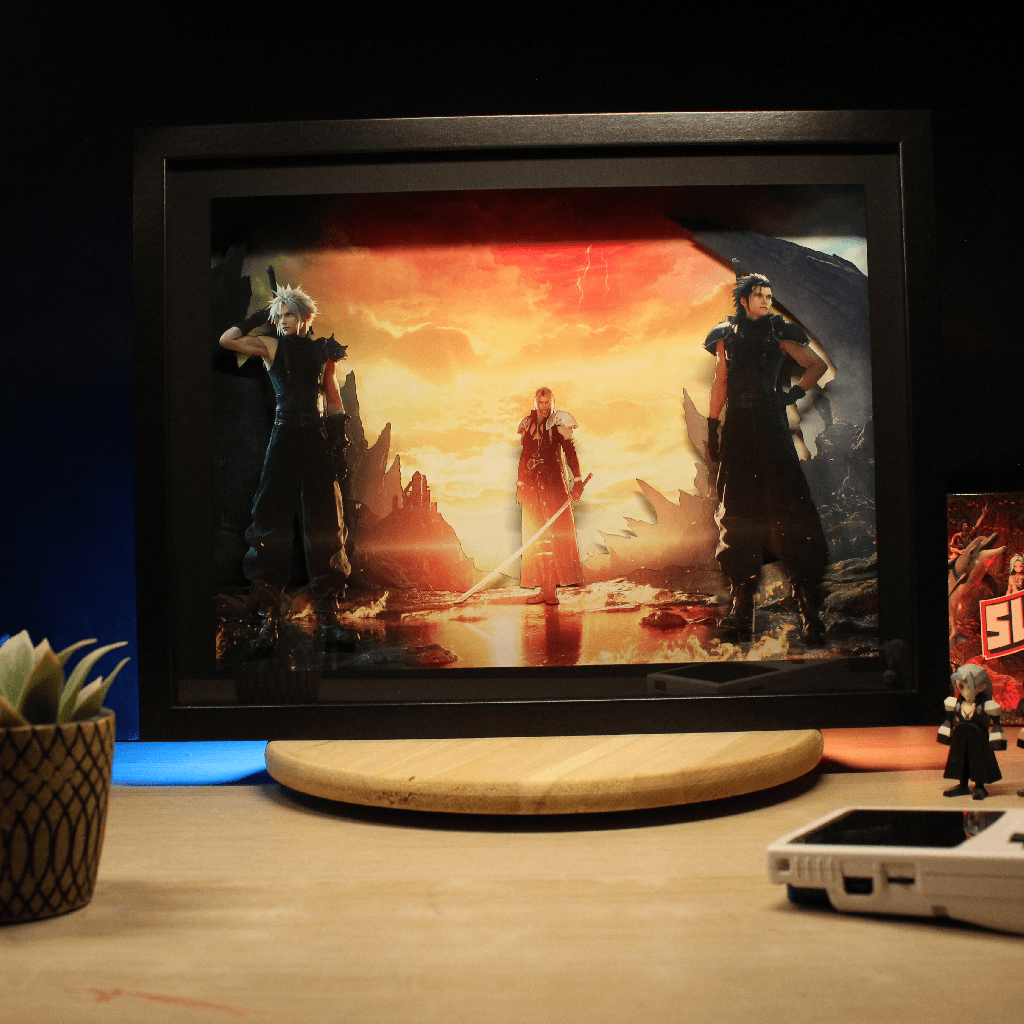 Dioramax - Cadre lumineux ff7 rebirthCap| Déco Gamingroom | Tableau Lumineux Affiche jeux vidéo | Idée cadeau 
