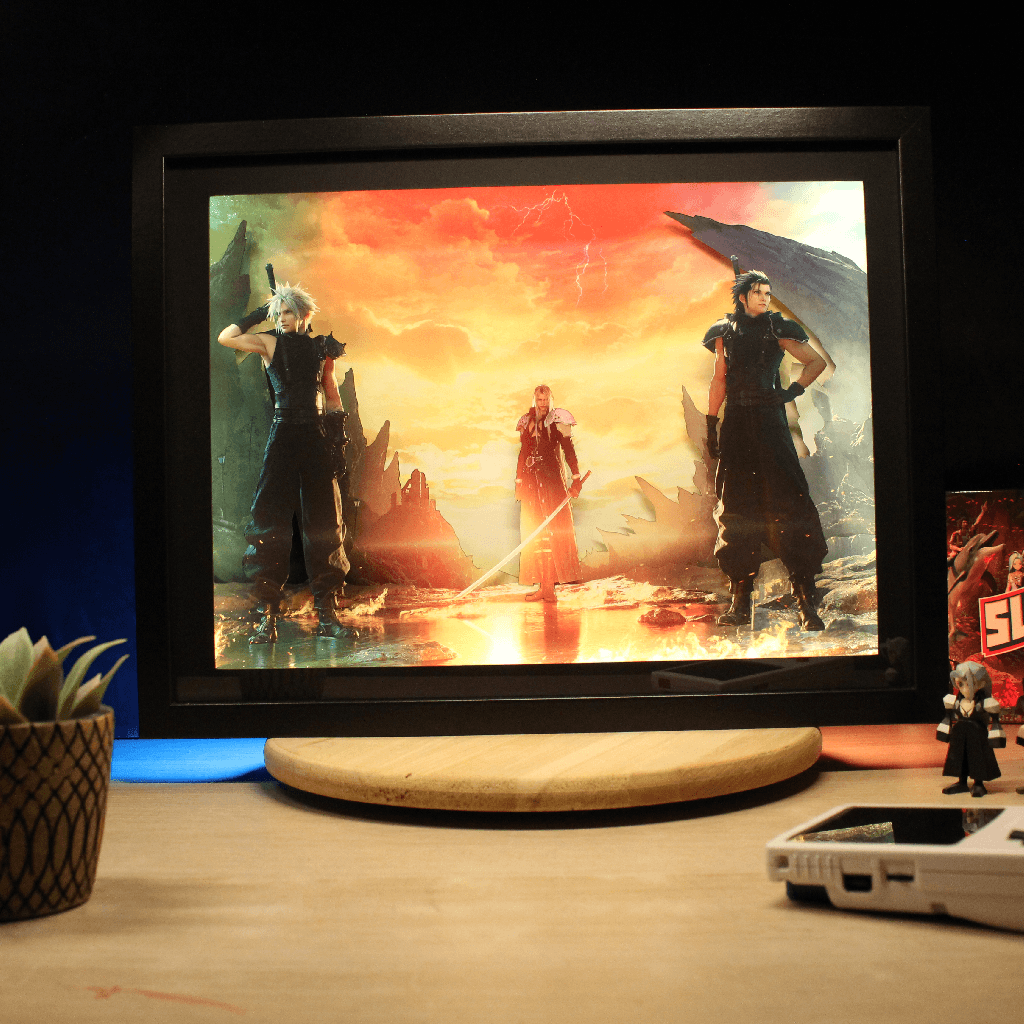 Dioramax - Cadre lumineux ff7 rebirthCap| Déco Gamingroom | Tableau Lumineux Affiche jeux vidéo | Idée cadeau 