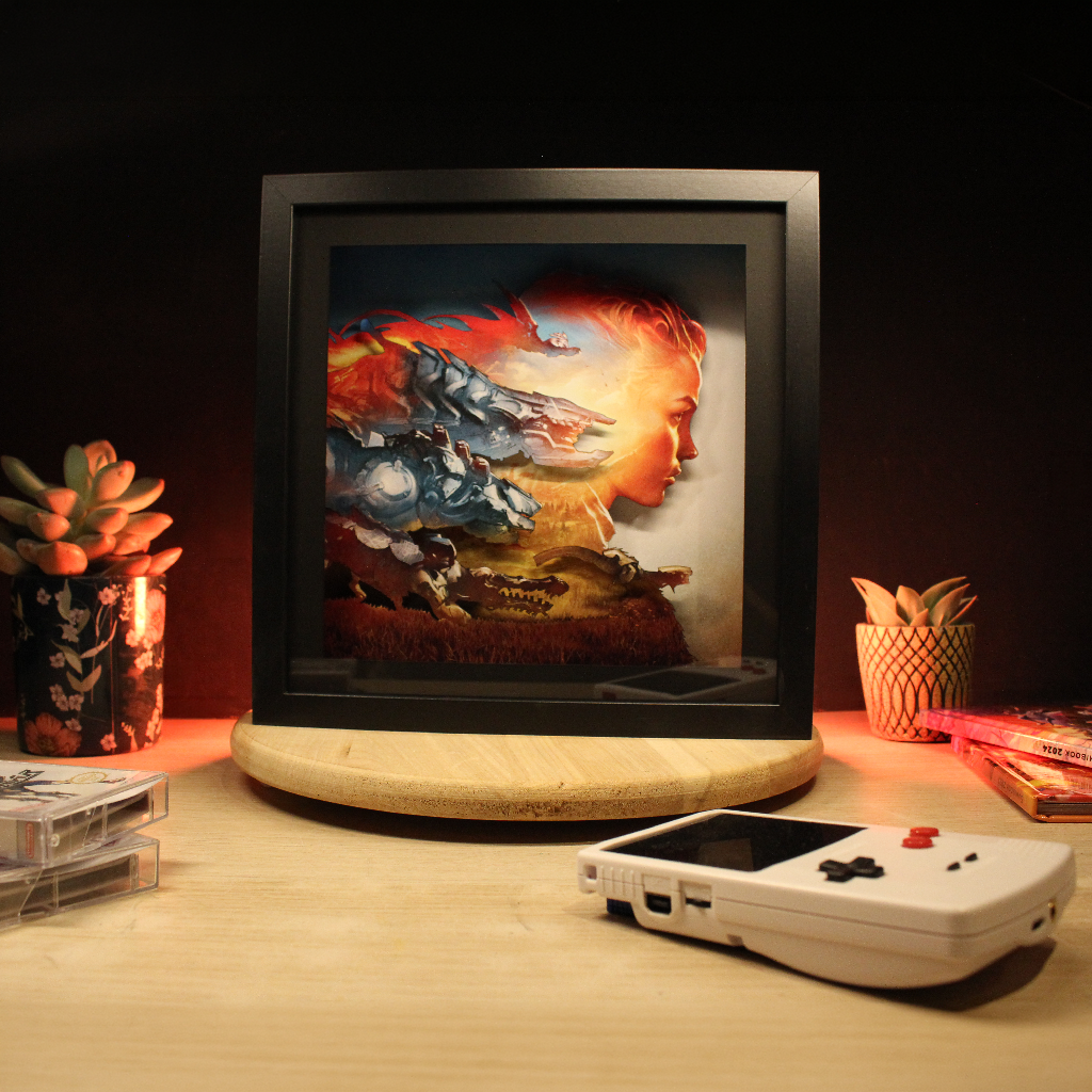 Dioramax - Cadre lumineux LED Horizon | Déco Gaming-room | Tableau lumineux | Affiche jeux vidéo | Idée cadeau gamer | Retro-gaming