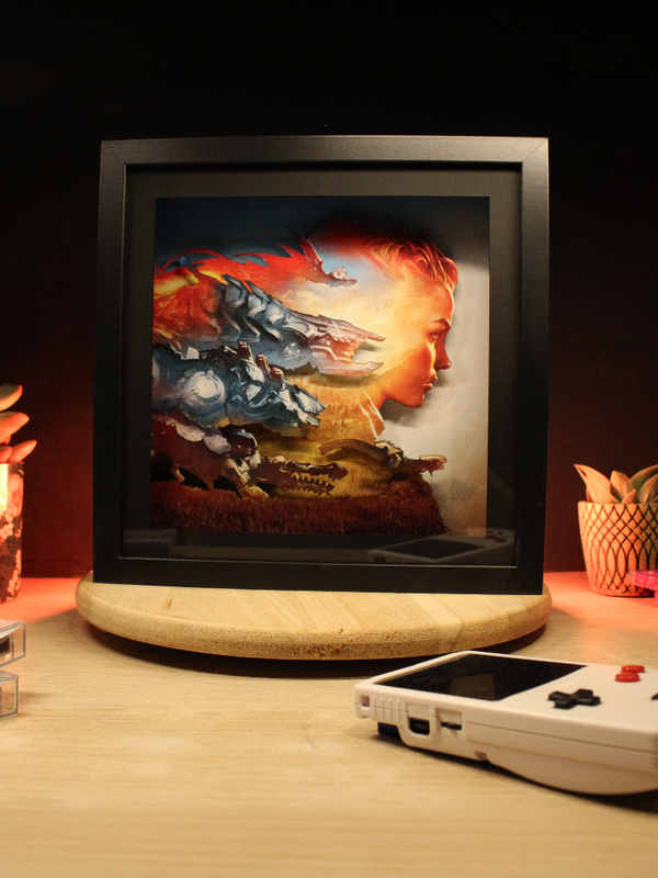 Dioramax - Cadre lumineux LED Horizon | Déco Gaming-room | Tableau lumineux | Affiche jeux vidéo | Idée cadeau gamer | Retro-gaming