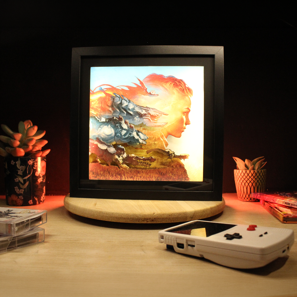 Dioramax - Cadre lumineux LED Horizon | Déco Gaming-room | Tableau lumineux | Affiche jeux vidéo | Idée cadeau gamer | Retro-gaming