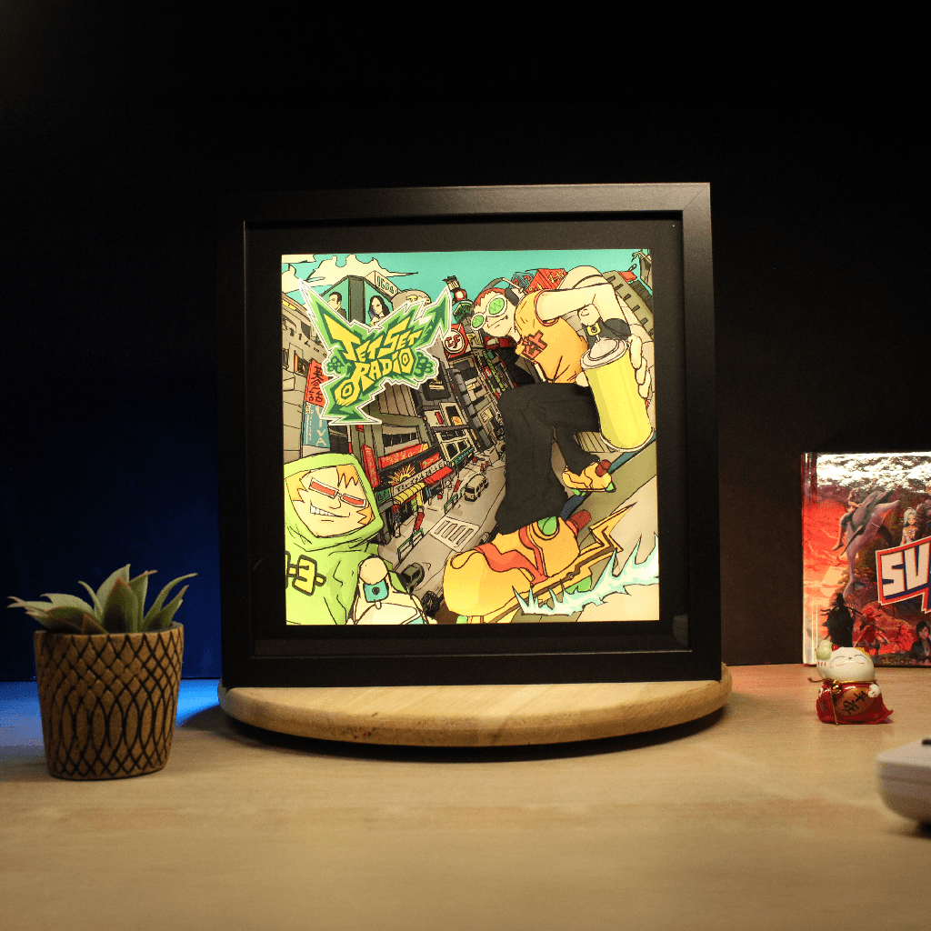 Dioramax - Cadre lumineux LED Jet set Radio | Déco Gaming-room | Tableau lumineux | Affiche jeux vidéo | Idée cadeau gamer | Retro-gaming