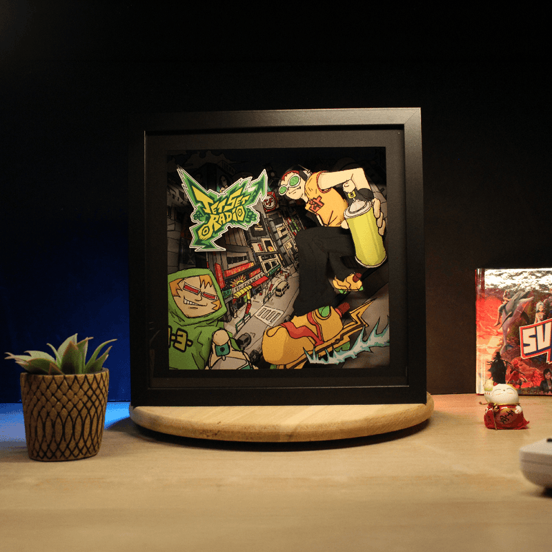 Dioramax - Cadre lumineux LED Jet set Radio | Déco Gaming-room | Tableau lumineux | Affiche jeux vidéo | Idée cadeau gamer | Retro-gaming