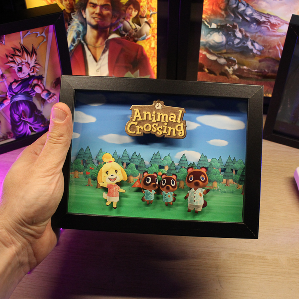 Dioramax - Cadre lumineux LED Animal Crossing | Déco Gaming-room | Tableau lumineux | Affiche jeux vidéo | Idée cadeau gamer | Retro-gaming