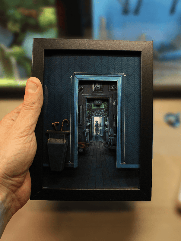 Dioramax - Cadre lumineux LED Blue Prince | Déco Gaming-room | Tableau lumineux | Affiche jeux vidéo | Idée cadeau gamer | Retro-gaming