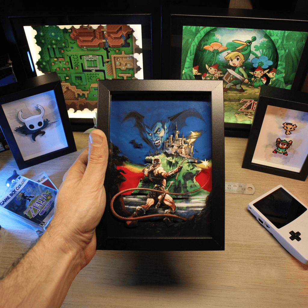 Dioramax - Cadre lumineux LED Castlevania | Déco Gaming-room | Tableau lumineux | Affiche jeux vidéo | Idée cadeau gamer | Retro-gaming