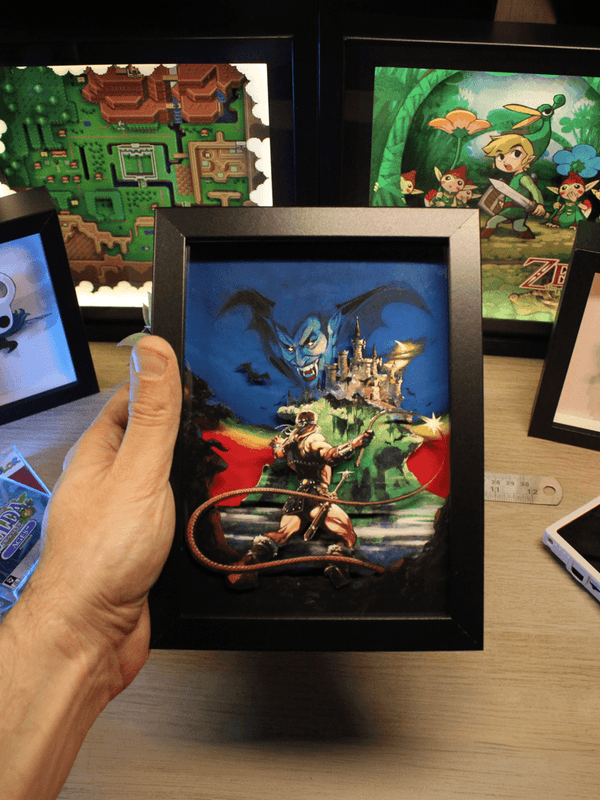 Dioramax - Cadre lumineux LED Castlevania | Déco Gaming-room | Tableau lumineux | Affiche jeux vidéo | Idée cadeau gamer | Retro-gaming