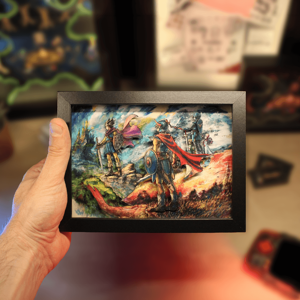 Dioramax - Cadre lumineux LED Dragon quest 3 | Déco Gaming-room | Tableau lumineux | Affiche jeux vidéo | Idée cadeau gamer | Retro-gaming
