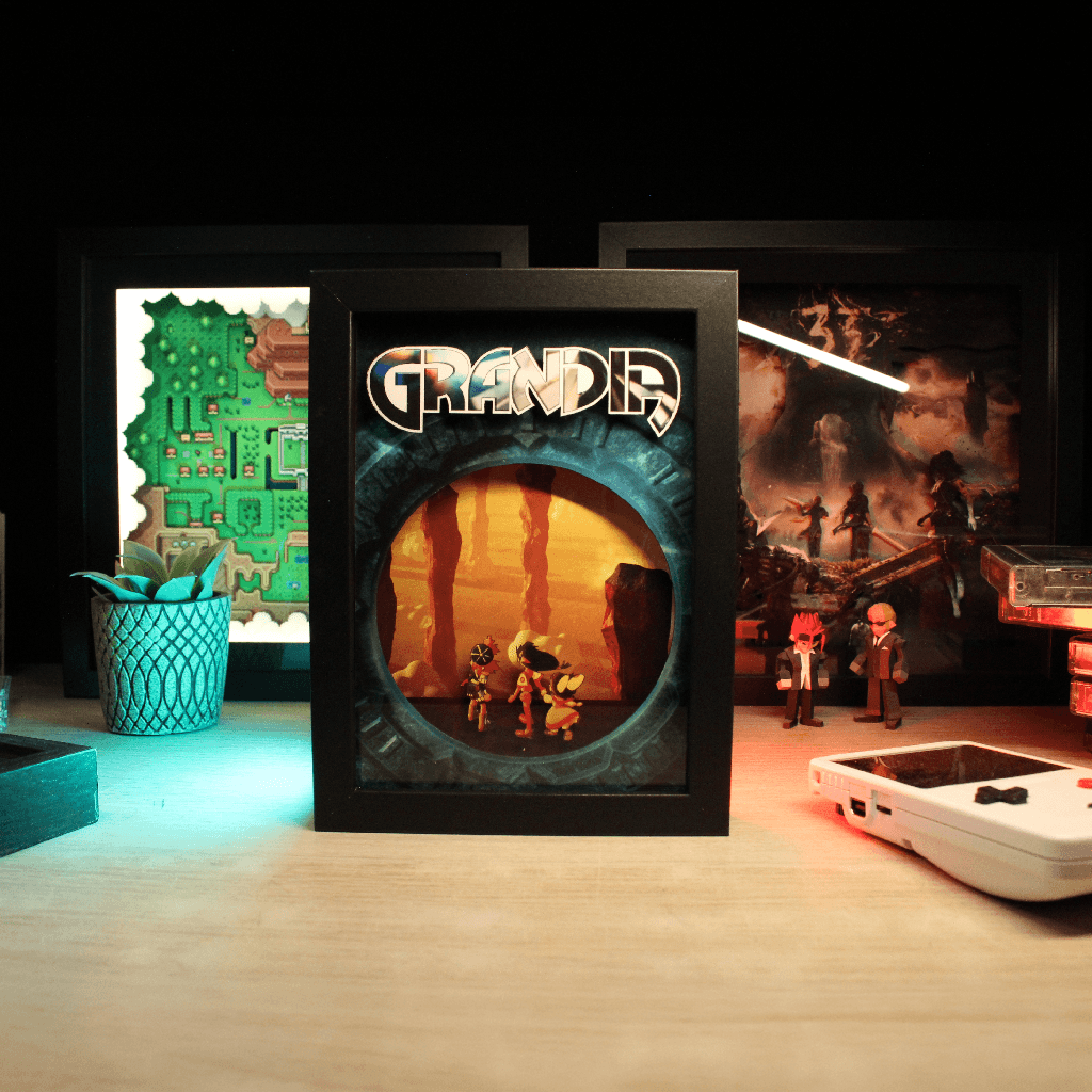 Dioramax - Cadre lumineux LED Grandia Déco Gaming-room | Tableau grandia| Affiche jeux vidéo | Idée cadeau gamer | Retro-gaming