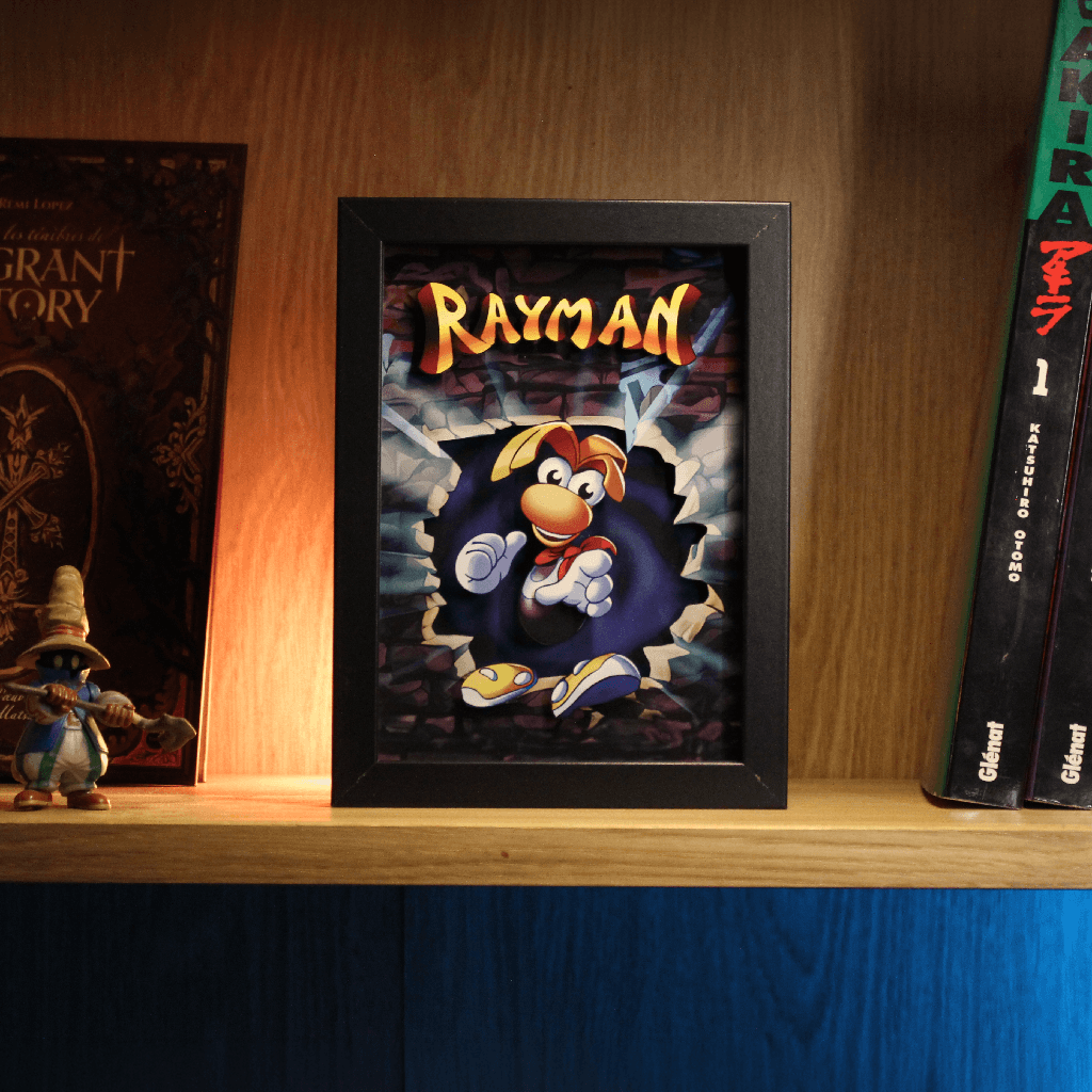 Dioramax - Cadre lumineux LED Rayman | Déco Gaming-room | Tableau lumineux | Affiche jeux vidéo | Idée cadeau gamer | Retro-gaming