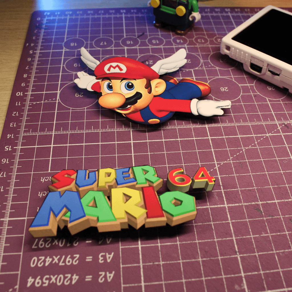 Dioramax - Cadre lumineux LED Siper Mario 64 | Déco Gaming-room | Tableau lumineux | Affiche jeux vidéo | Idée cadeau gamer | Retro-gaming