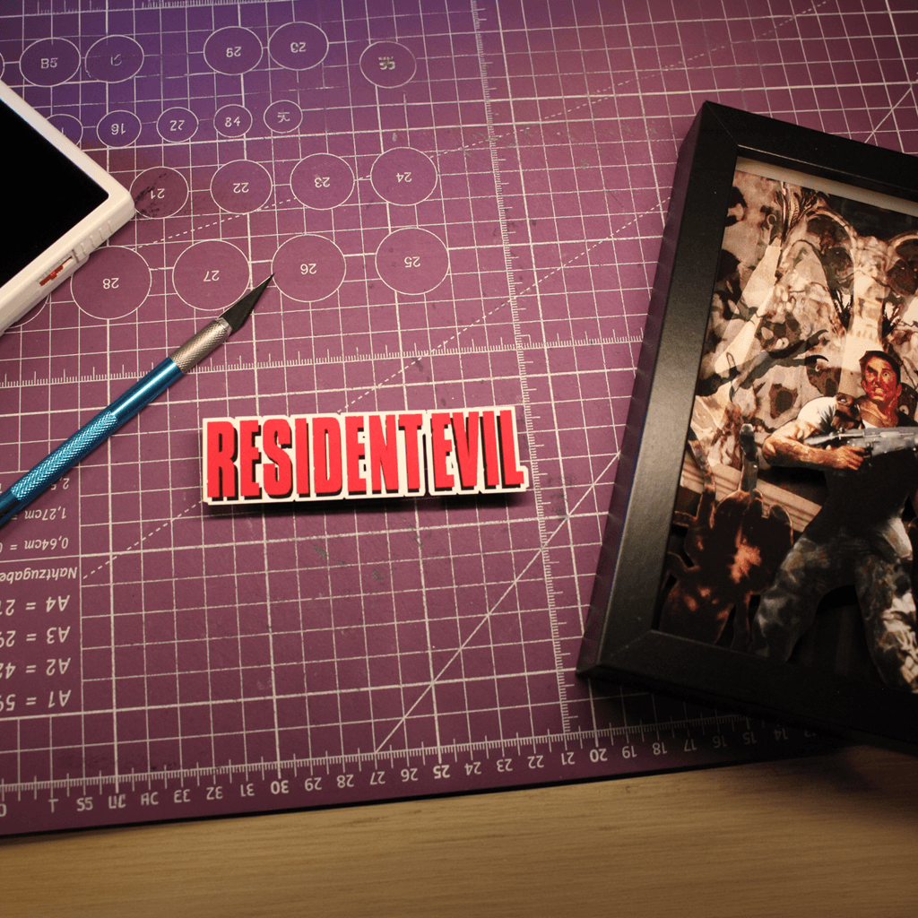 Dioramax - Cadre lumineux LED Resident evil | Déco Gaming-room | Tableau lumineux | Affiche jeux vidéo | Idée cadeau gamer | Retro-gaming