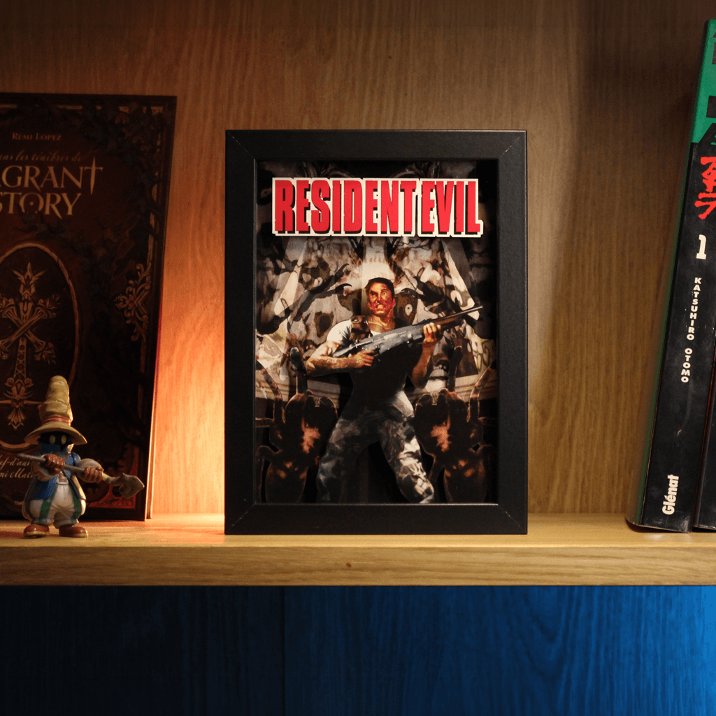 Dioramax - Cadre lumineux LED Resident evil | Déco Gaming-room | Tableau lumineux | Affiche jeux vidéo | Idée cadeau gamer | Retro-gaming