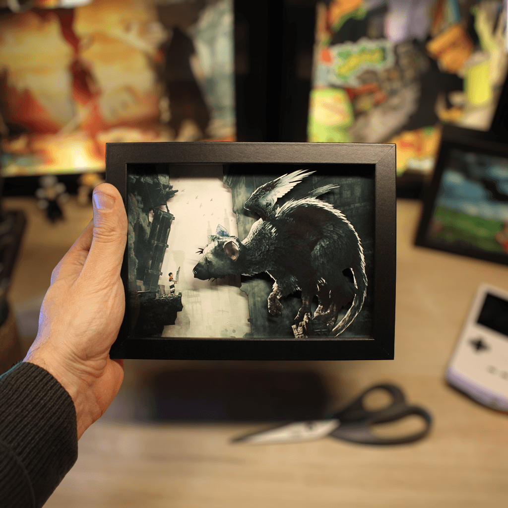 Dioramax - Cadre lumineux LED The last Guardian | Déco Gaming-room | Tableau lumineux | Affiche jeux vidéo | Idée cadeau gamer | Retro-gaming