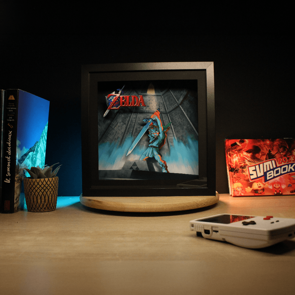Dioramax - Cadre lumineux LED Zelda Ocarina | Déco Gaming-room | Tableau lumineux | Affiche jeux vidéo | Idée cadeau gamer | Retro-gaming