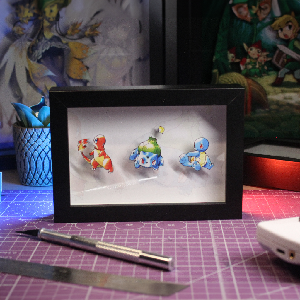 Dioramax - Cadre lumineux LED Pokemon | Déco Gaming-room | Tableau lumineux | Affiche jeux vidéo | Idée cadeau gamer | Retro-gaming