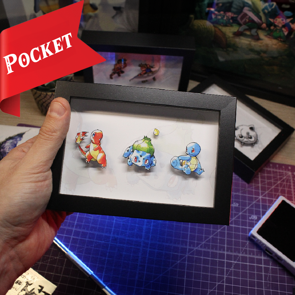 Dioramax - Cadre lumineux LED Pokemon | Déco Gaming-room | Tableau lumineux | Affiche jeux vidéo | Idée cadeau gamer | Retro-gaming