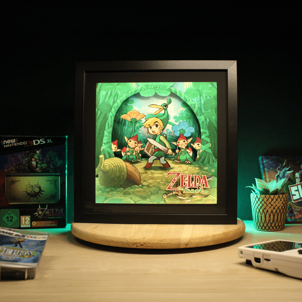 Dioramax - Cadre lumineux Zelda Minish Cap| Déco Gamingroom | Tableau Lumineux Affiche jeux vidéo | Idée cadeau 