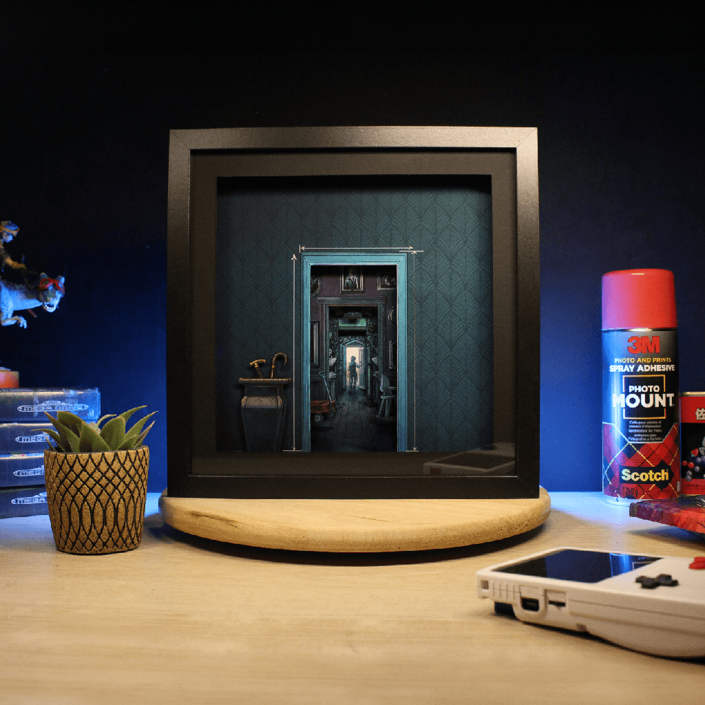Dioramax - Cadre lumineux LED Blue Prince | Déco Gaming-room | Tableau lumineux | Affiche jeux vidéo | Idée cadeau gamer | Retro-gaming