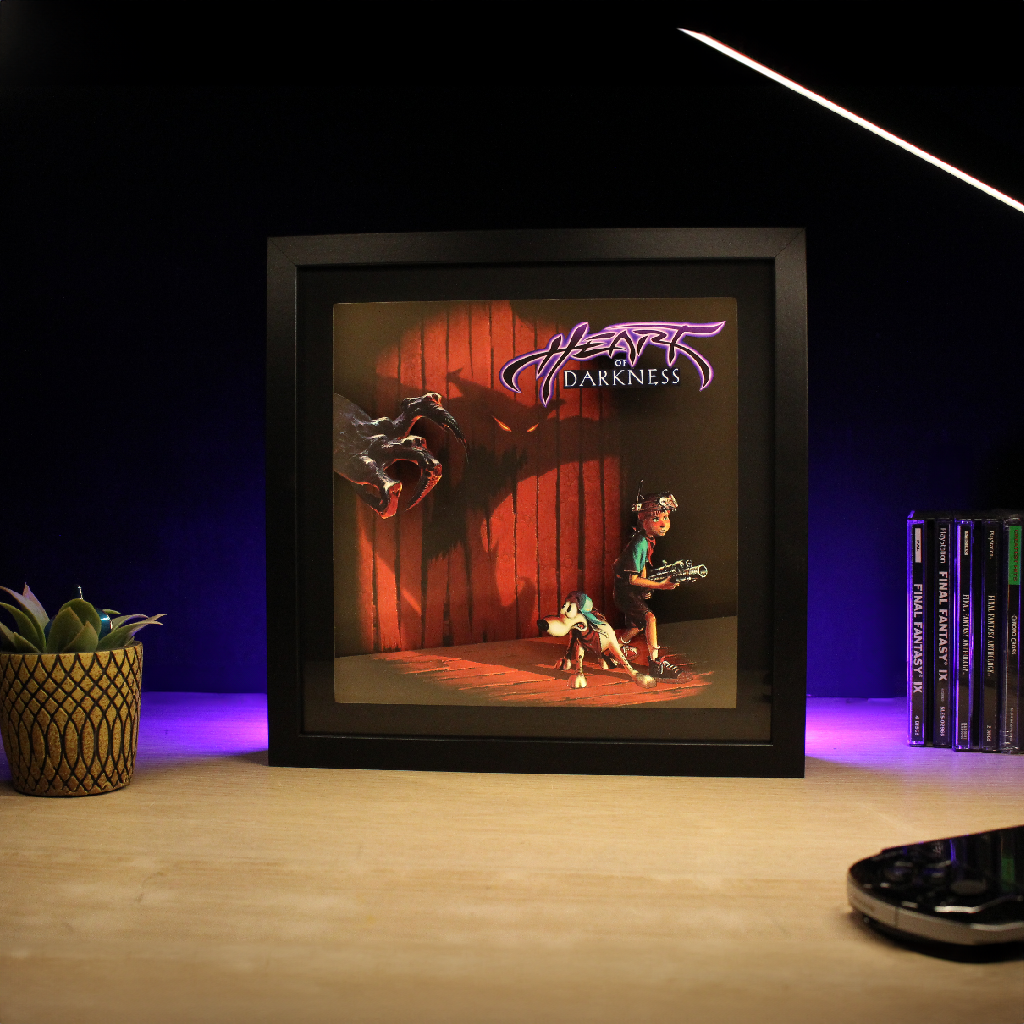 Dioramax - Cadre lumineux LED Heart of Darkness | Déco Gaming-room | Tableau lumineux | Affiche jeux vidéo | Idée cadeau gamer | Retro-gaming