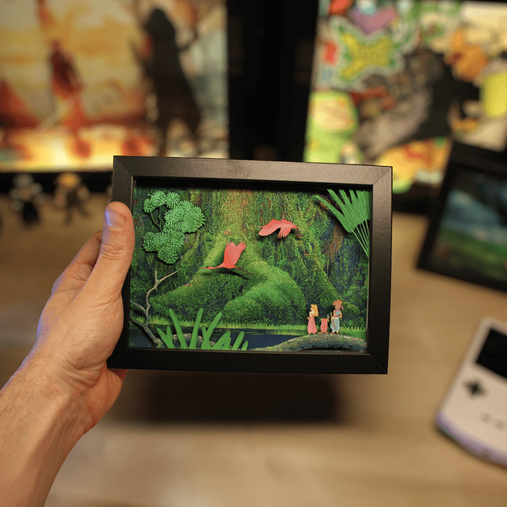 Dioramax - Cadre lumineux LED Secret of Mana | Déco Gaming-room | Tableau lumineux | Affiche jeux vidéo | Idée cadeau gamer | Retro-gaming