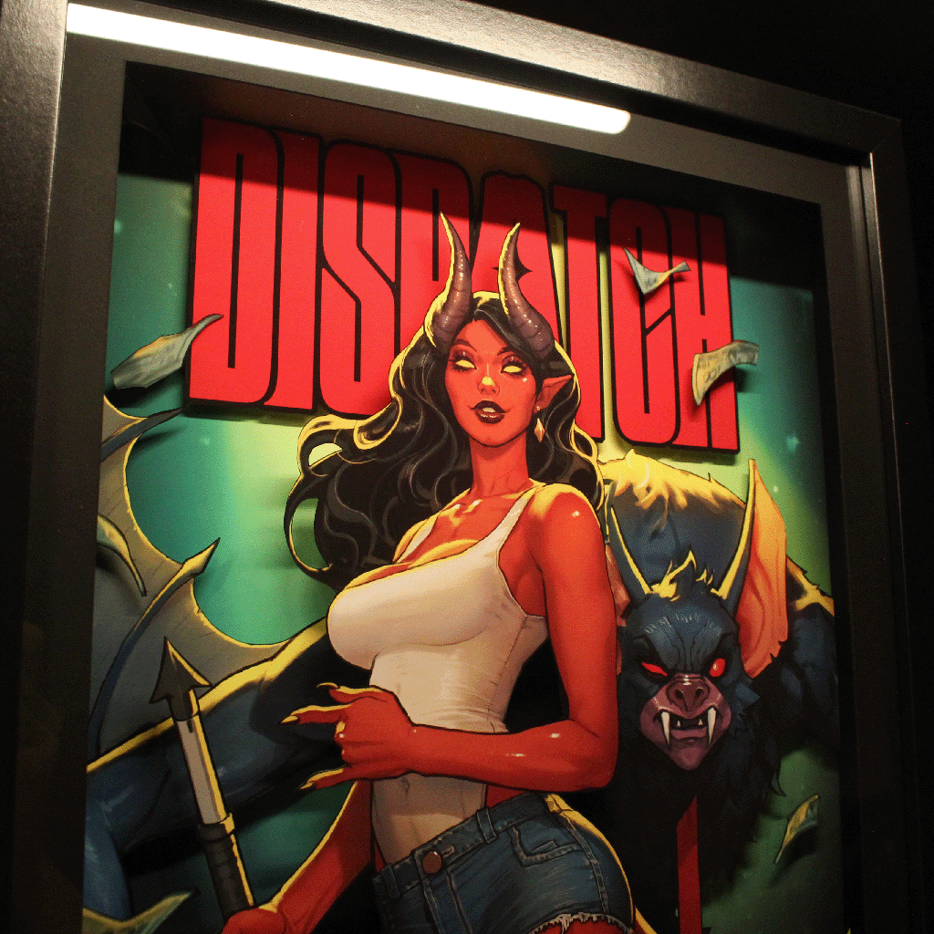 Dioramax - Cadre lumineux LED Dispatch| Déco Gaming-room | Tableau lumineux | Affiche jeux vidéo | Idée cadeau gamer | Retro-gaming