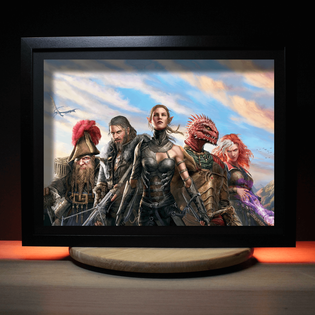 Dioramax - Cadre lumineux LED Divinity | Déco Gaming-room | Tableau lumineux | Affiche jeux vidéo | Idée cadeau gamer | Retro-gaming