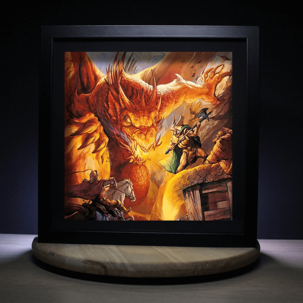Dioramax - Cadre lumineux LED Donjons et Dragons | Déco Gaming-room | Tableau lumineux | Affiche jeux vidéo | Idée cadeau gamer | Retro-gaming