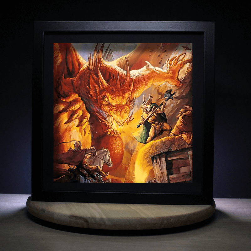 Dioramax - Cadre lumineux LED Donjons et Dragons | Déco Gaming-room | Tableau lumineux | Affiche jeux vidéo | Idée cadeau gamer | Retro-gaming