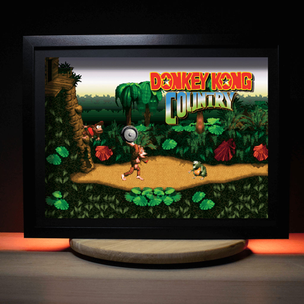 Dioramax - Cadre lumineux LED Donkey Kong Country | Déco Gaming-room | Tableau lumineux | Affiche jeux vidéo | Idée cadeau gamer | Retro-gaming