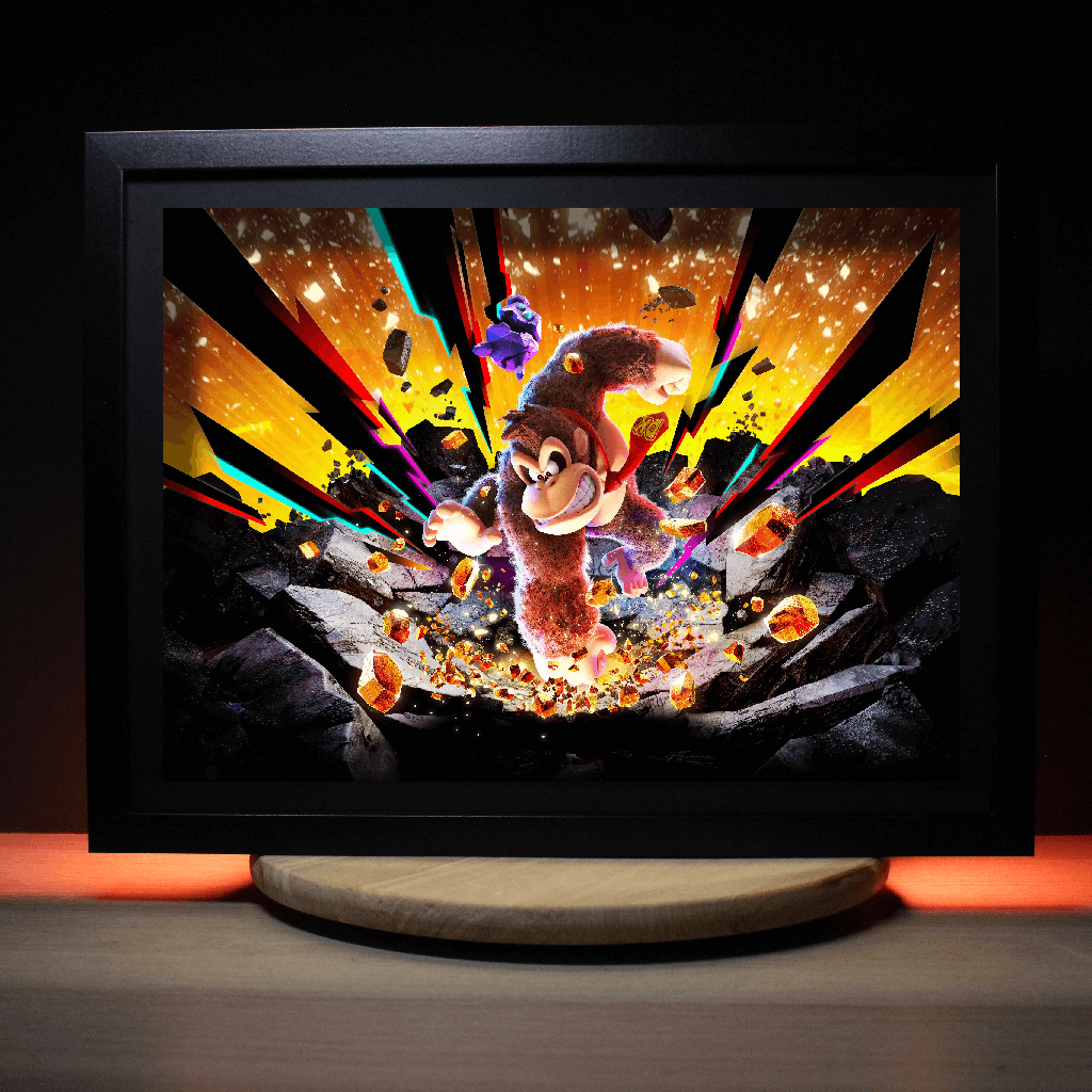 Dioramax - Cadre lumineux LED Donkey Kong | Déco Gaming-room | Tableau lumineux | Affiche jeux vidéo | Idée cadeau gamer | Retro-gaming