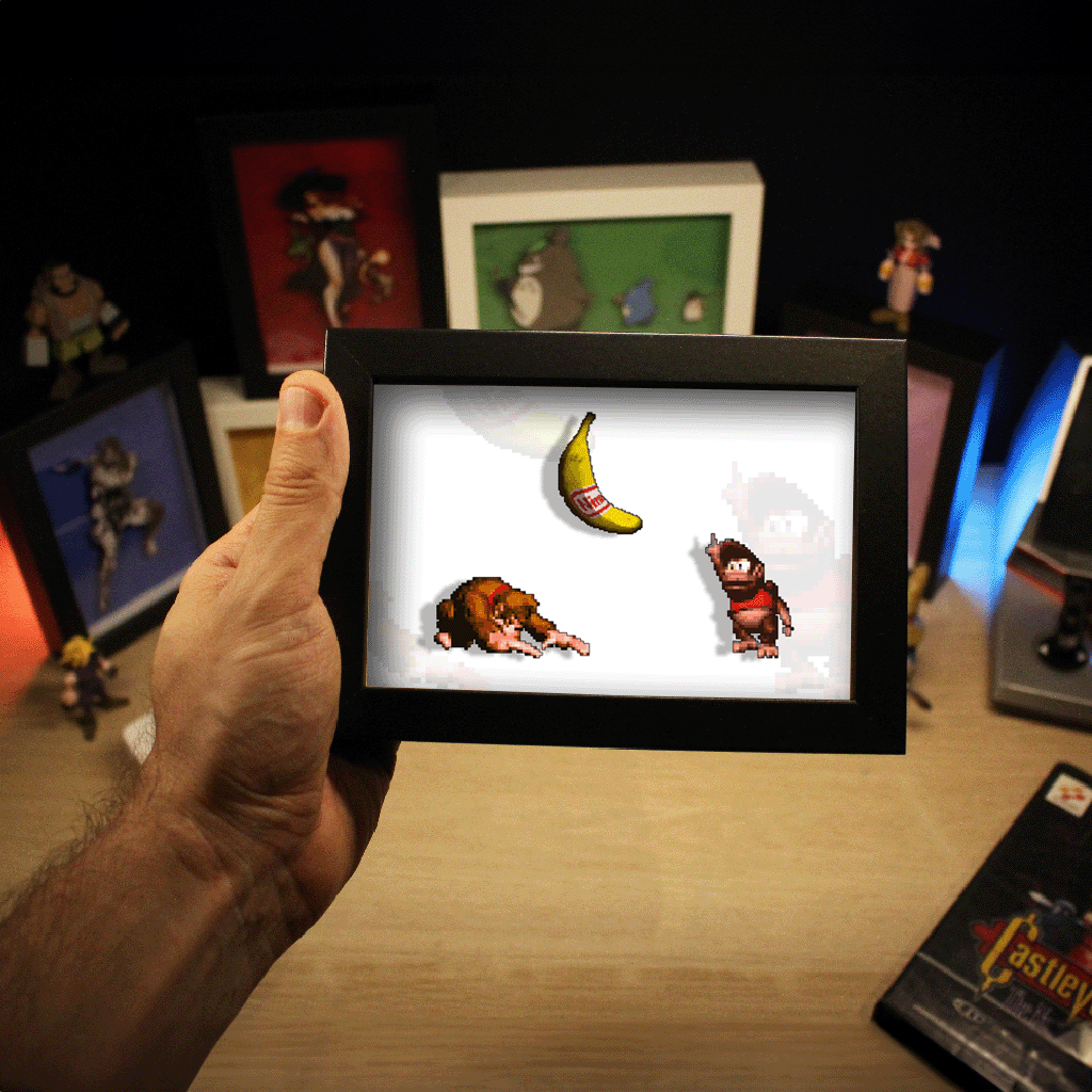 Dioramax - Cadre lumineux LEDDonkey Kong | Déco Gaming-room | Tableau lumineux | Affiche jeux vidéo | Idée cadeau gamer | Retro-gaming