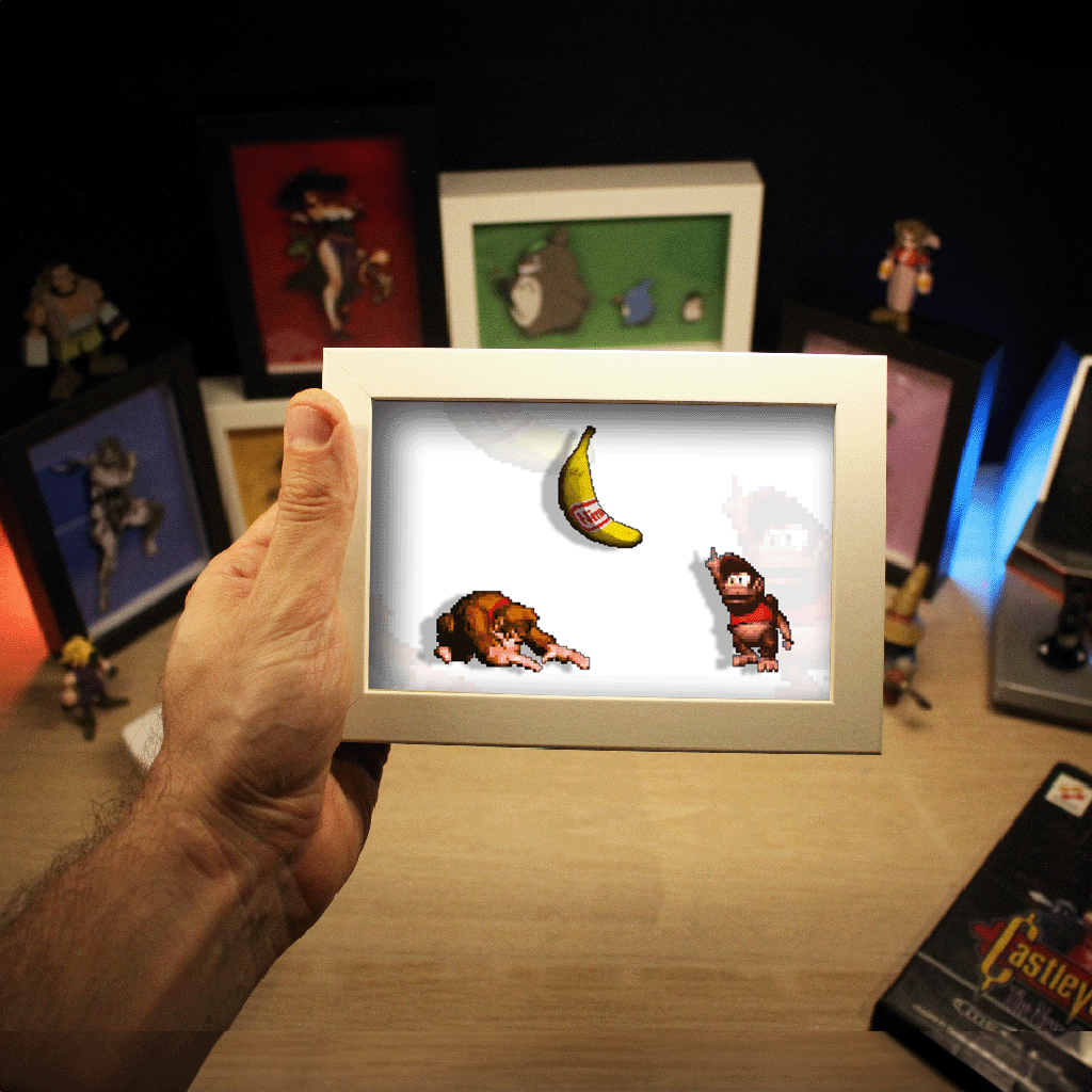 Dioramax - Cadre lumineux LEDDonkey Kong | Déco Gaming-room | Tableau lumineux | Affiche jeux vidéo | Idée cadeau gamer | Retro-gaming