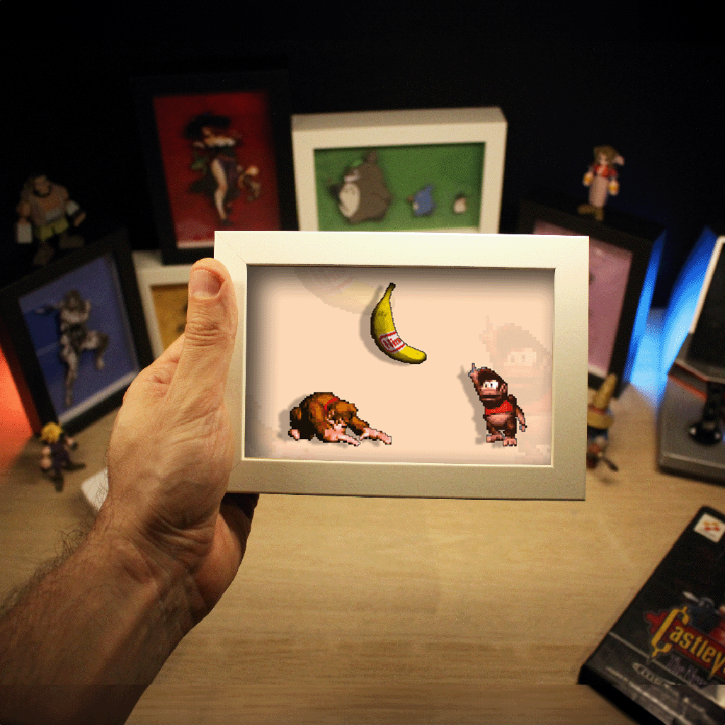 Dioramax - Cadre lumineux LEDDonkey Kong | Déco Gaming-room | Tableau lumineux | Affiche jeux vidéo | Idée cadeau gamer | Retro-gaming