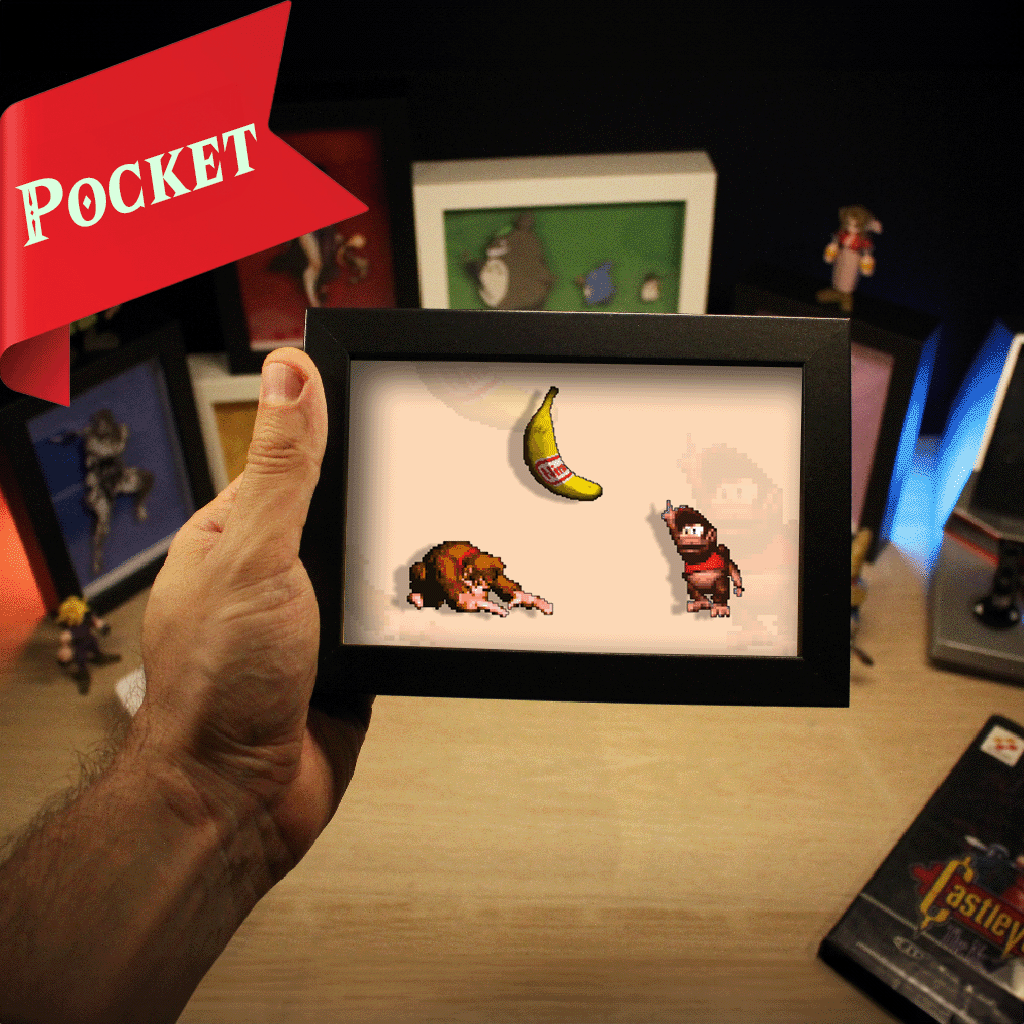 Dioramax - Cadre lumineux LEDDonkey Kong | Déco Gaming-room | Tableau lumineux | Affiche jeux vidéo | Idée cadeau gamer | Retro-gaming