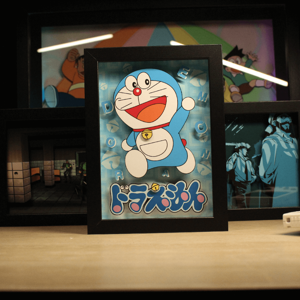Dioramax - Cadre lumineux LED Doreamon | Déco Gaming-room | Tableau lumineux | Affiche jeux vidéo | Idée cadeau gamer | Retro-gaming