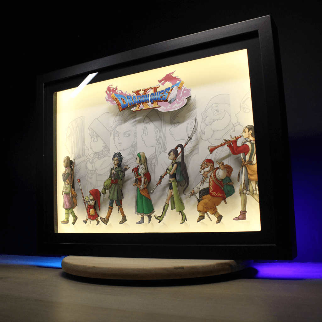Dioramax - Cadre lumineux LED Dragon Quest 11 | Déco Gaming-room | Tableau lumineux | Affiche jeux vidéo | Idée cadeau gamer | Retro-gaming