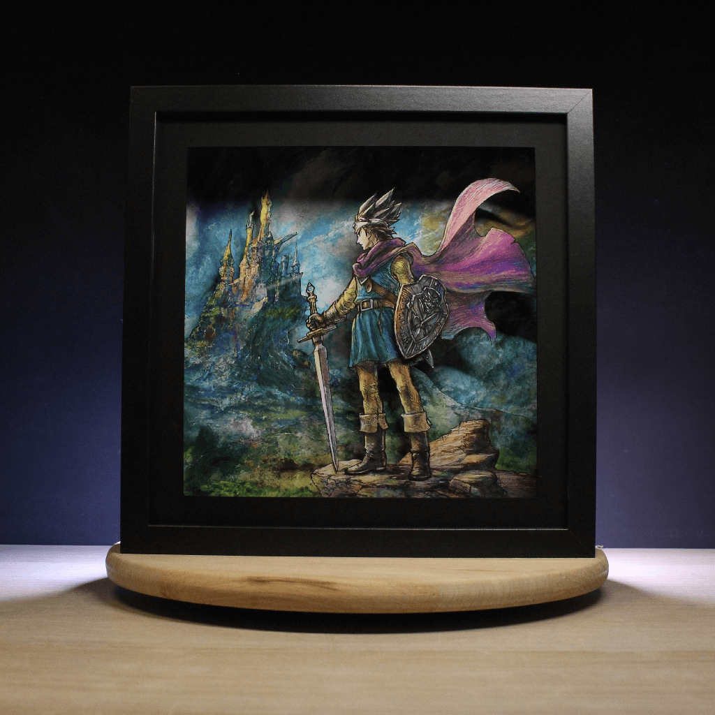 Dioramax - Cadre lumineux LED Dragon quest 3 | Déco Gaming-room | Tableau lumineux | Affiche jeux vidéo | Idée cadeau gamer | Retro-gaming