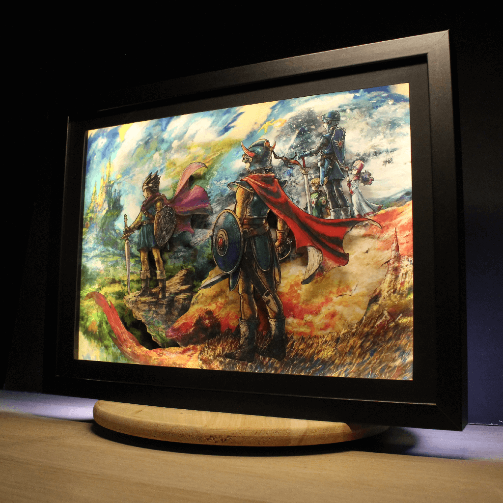 Dioramax - Cadre lumineux LED Dragon quest 3 | Déco Gaming-room | Tableau lumineux | Affiche jeux vidéo | Idée cadeau gamer | Retro-gaming
