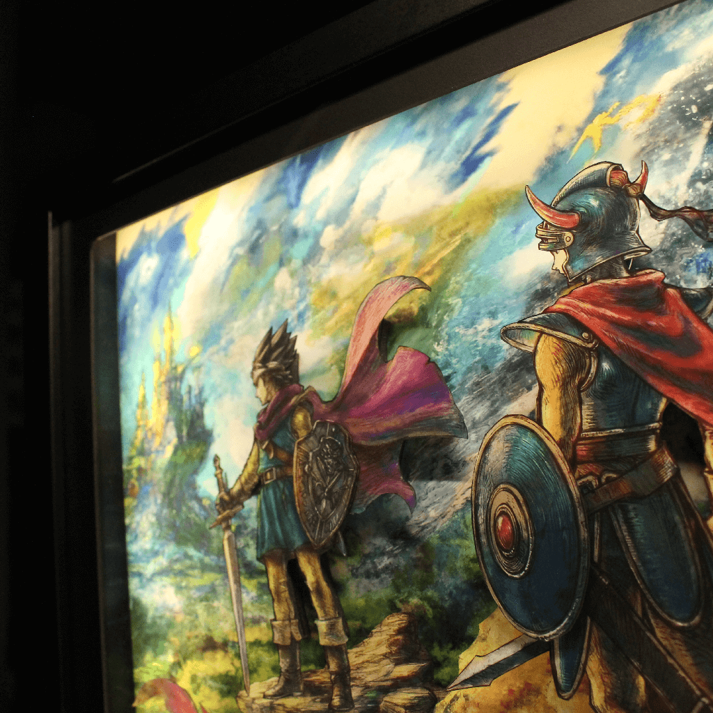 Dioramax - Cadre lumineux LED Dragon quest 3 | Déco Gaming-room | Tableau lumineux | Affiche jeux vidéo | Idée cadeau gamer | Retro-gaming