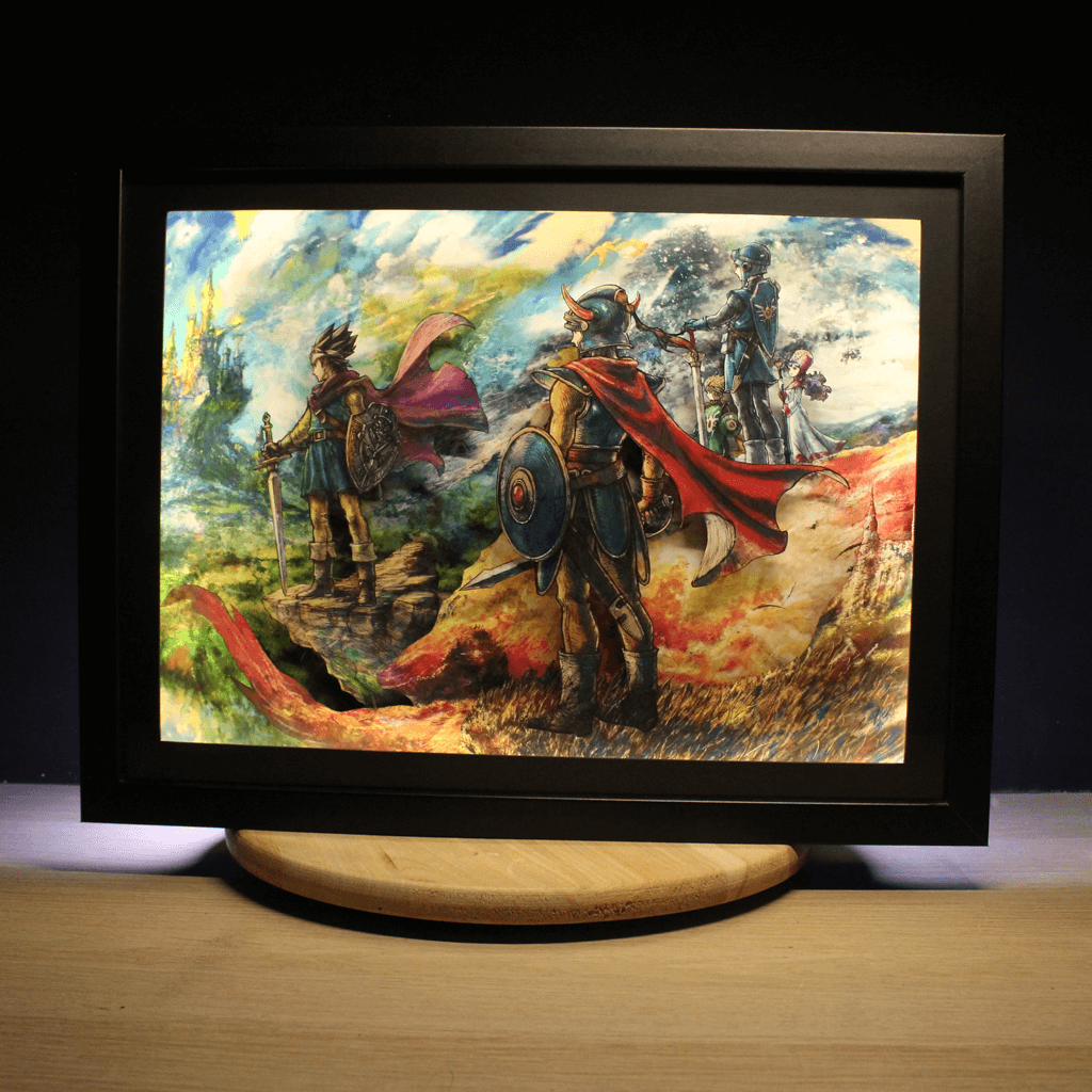 Dioramax - Cadre lumineux LED Dragon quest 3 | Déco Gaming-room | Tableau lumineux | Affiche jeux vidéo | Idée cadeau gamer | Retro-gaming