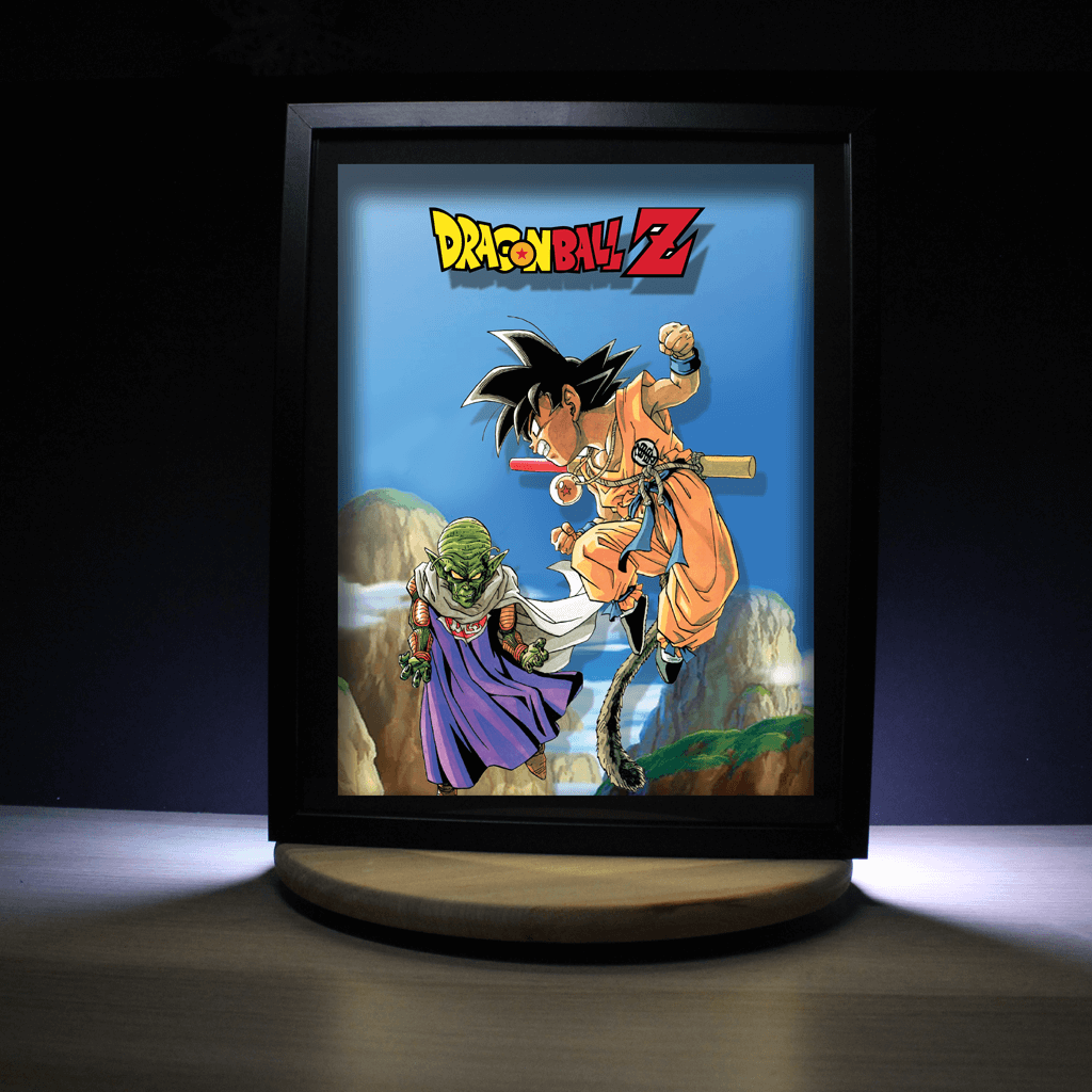 Dioramax - Cadre lumineux LED Dragon Ball | Déco Gaming-room | Tableau lumineux | Affiche jeux vidéo | Idée cadeau gamer | Retro-gaming