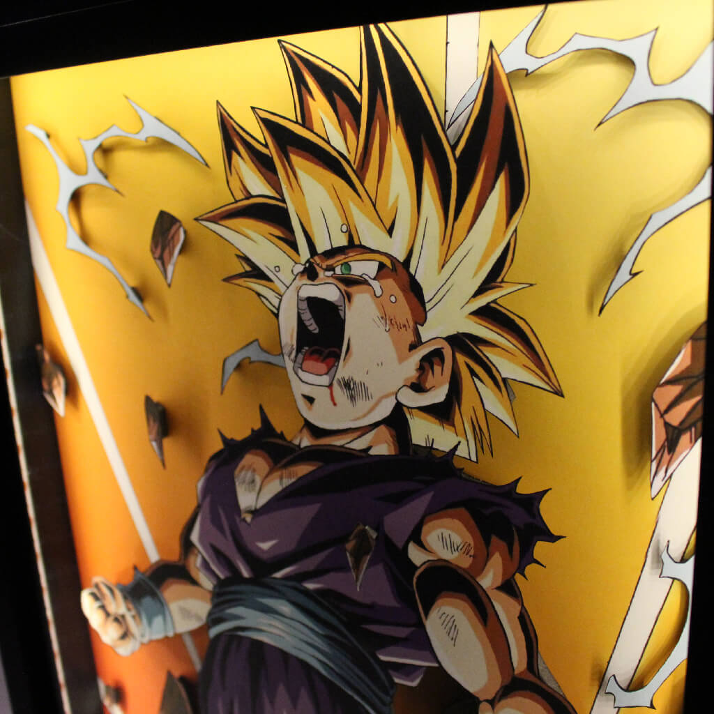 Dioramax - Cadre lumineux LED DBZ Gohan | Déco Gaming-room | Tableau lumineux | Affiche jeux vidéo | Idée cadeau gamer | Retro-gaming