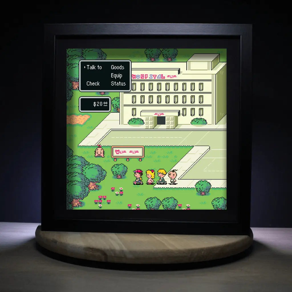 Dioramax - Cadre lumineux LED Erthbound | Déco Gaming-room | Tableau lumineux | Affiche jeux vidéo | Idée cadeau gamer | Retro-gaming