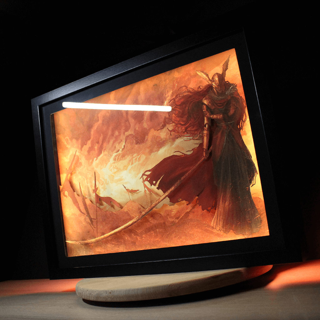 Dioramax - Cadre lumineux LED Elden Ring | Déco Gaming-room | Tableau lumineux | Affiche jeux vidéo | Idée cadeau gamer | Retro-gaming